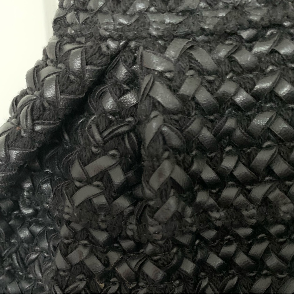 gilbert Textured Weave Faux Leather Mini Skirt Pleated 28.5” Waist